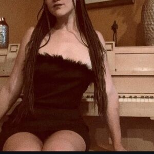 Justify Black Strapless Dress with Feather Trim